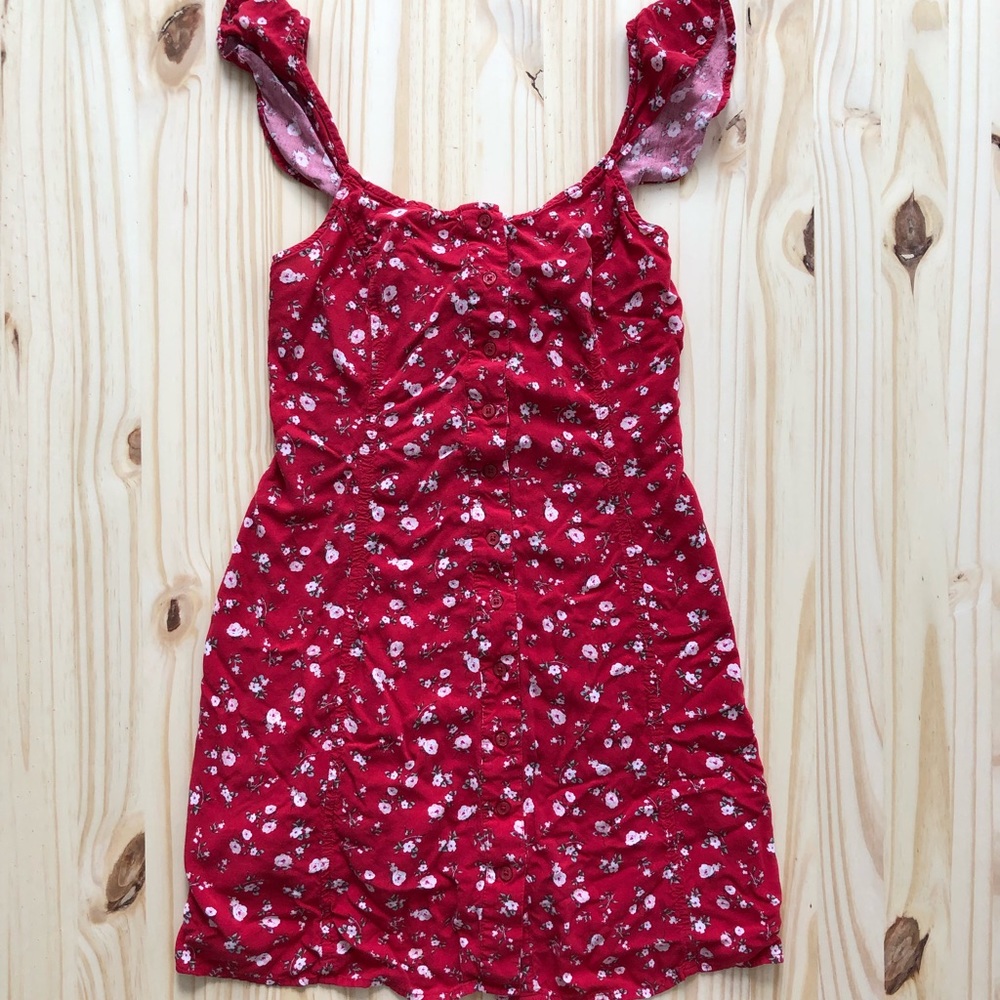 Red floral summer dres